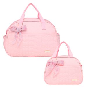 Kit Bolsas Maternidade Pirulitando G+P Glitter Rosa 1