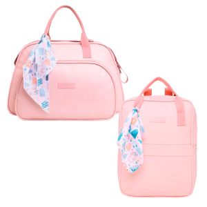 Kit Bolsas Maternidade Pirulitando G+M V2 Arco-Íris Rosa 1