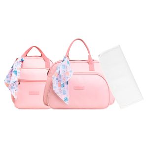 Kit Bolsas Maternidade Pirulitando G+P+T Arco-Íris Rosa 1