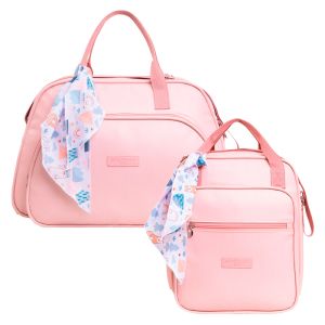 Kit Bolsas Maternidade Pirulitando G+P Arco-Íris Rosa 1