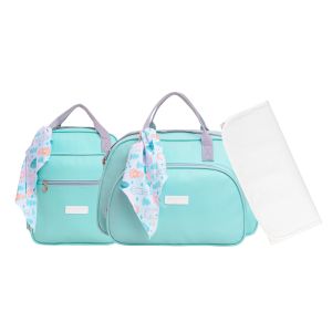 Kit Bolsas Maternidade Pirulitando G+P+T Arco-Íris Verde Água