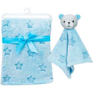 Kit Mantinha e Naninha Buba Estrelinhas Extra Macia Azul 1