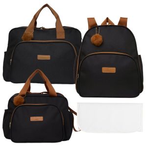 Kit Bolsas Maternidade Pirulitando Completo Fam&iacute;lia Preta