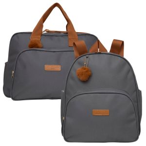 Kit Bolsas Maternidade Pirulitando G+M Fam&iacute;lia Cinza
