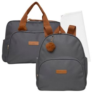 Kit Bolsas Maternidade Pirulitando G+M+T Fam&iacute;lia Cinza