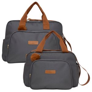 Kit Bolsas Maternidade Pirulitando G+P Fam&iacute;lia Cinza