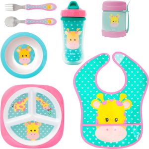 Kit Alimentação Bebês Buba com Copo e Pote Térmico Girafa 1