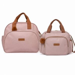 Kit Bolsas Maternidade Pirulitando G+P Amor Mãe Rosê 1